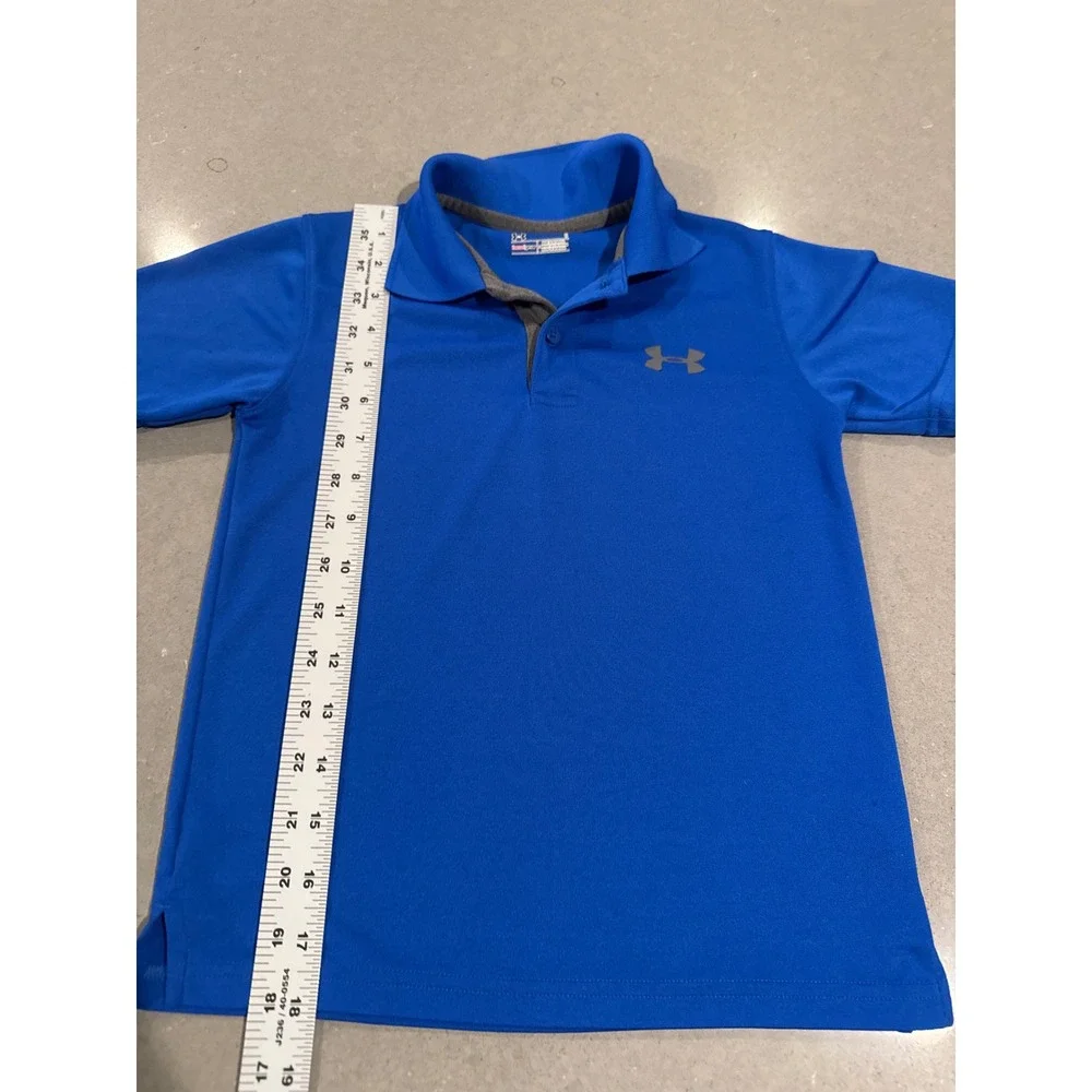 Under Armour‎ HeatGear Polo Shirt Kids Size 6 Blue Athletic Training